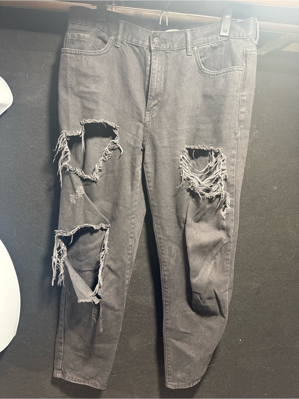 Forever 21 Distressed Black Jeans Size 29 Ripped Torn